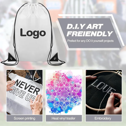 Shappy Drawstring Backpack Bulk Sports Gym Cinch Bag Polyester String Bag for Men Women(10 Colors,100 Pcs)