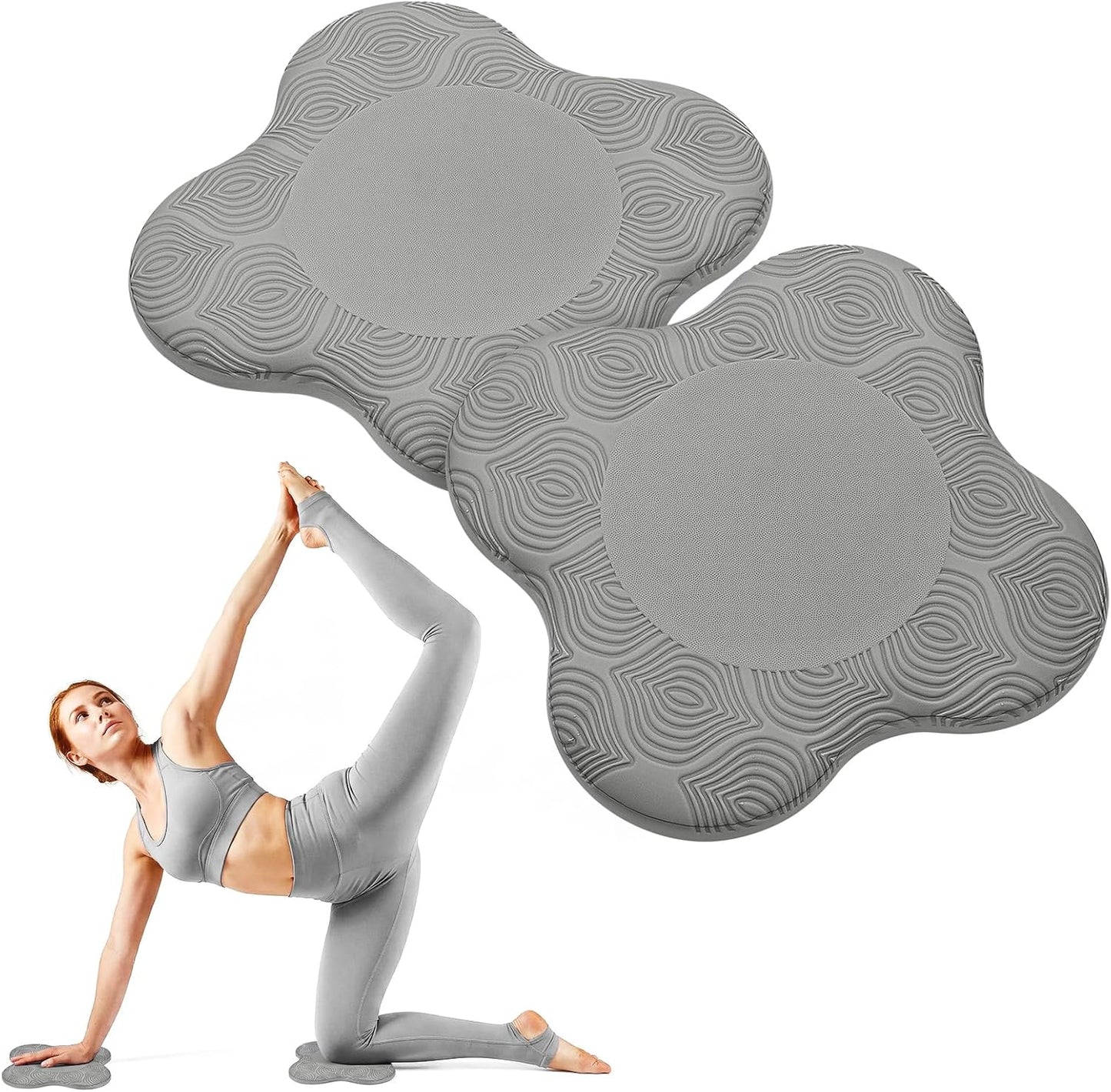 Yoga Knee Pads Set of 2 – Extra Soft Non-Slip Yoga Knee Pad Cushion for Knees Elbows Wrists – Pilates & Workout Knee Pads for Floor Exercises, Kneeling, Stretching, Fitness, Gray