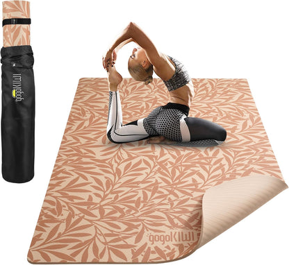 Gogokiwi Large Yoga Mat (6'x4') – 1/4" & 1/2" Thick Exercise Mats for Home Workout, Extra Wide Workout Mats for Home Gym, Yoga, Pilates, Stretching, Floor & More
