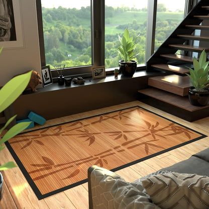 Red Lantern Bamboo Rug - Little Leaf - 4' x 6'