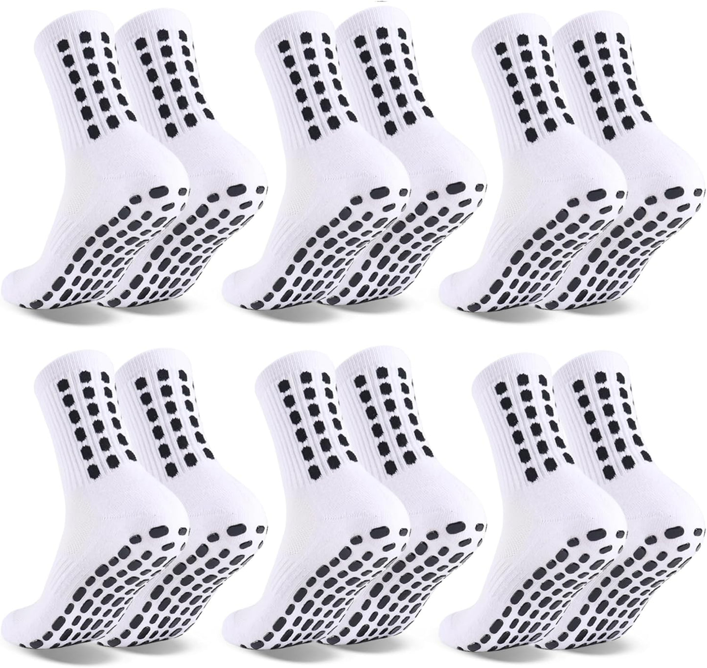 Barrlves 6 Pairs Grip Soccer Socks Colorful Non Slip Sports Football Basketball Hospital Yoga Socks for Men Women