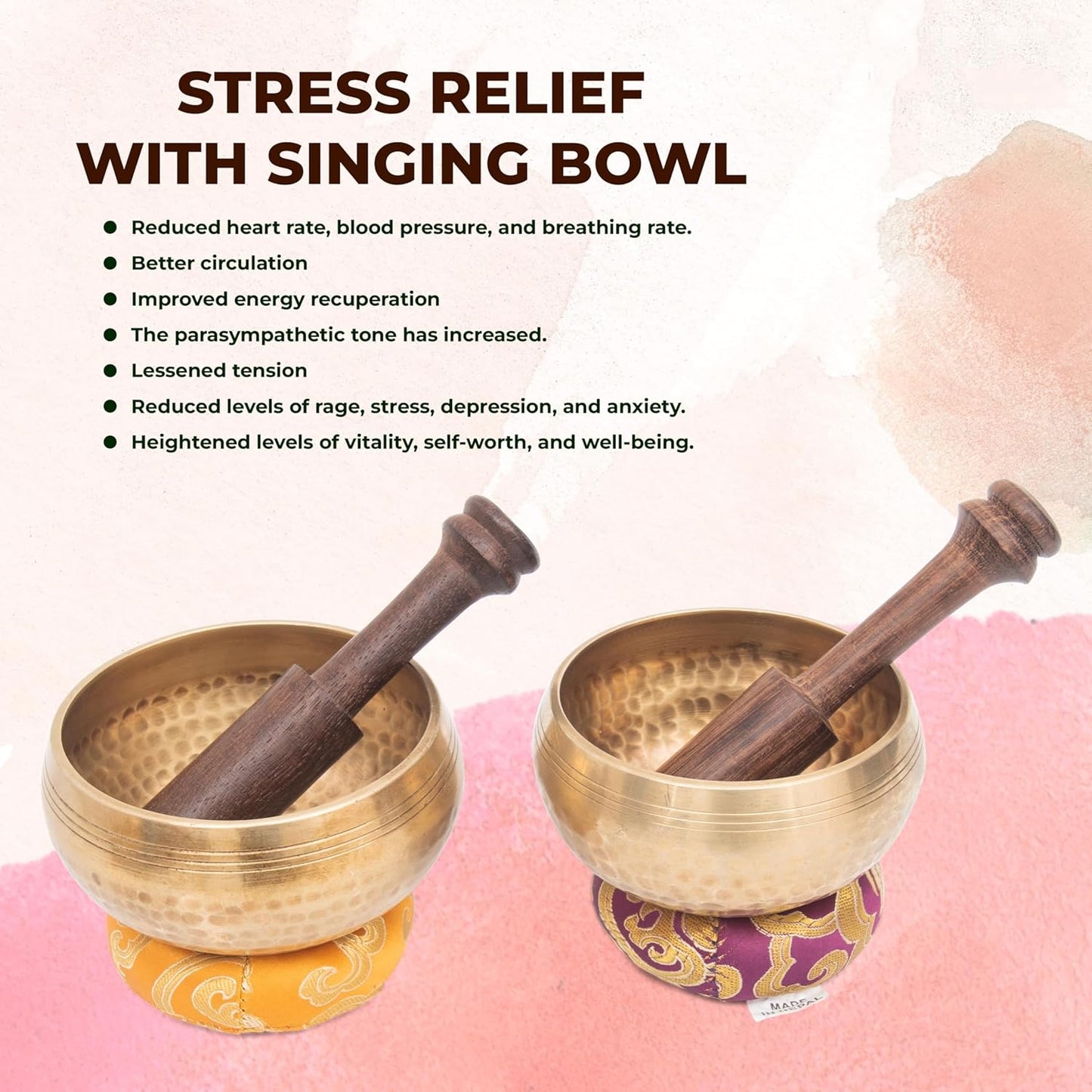 Tibetan Singing Bowl Set - Authentic Cuencos Tibetanos for Sound Healing, Meditation & Chakra Balancing - Includes Cushion, Mallet-Unique Spiritual Gifts for Women and Men (7 Chakra Hand Hammered Set)