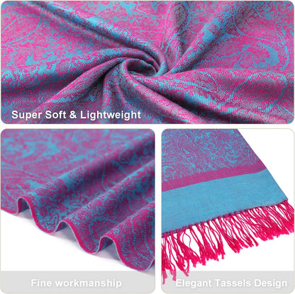 vimate Silky Paisley Pashmina Shawl Scarf-Women's Soft Double-side Jacquard Pashminas Wrap for Evening Dress Travel Shawl