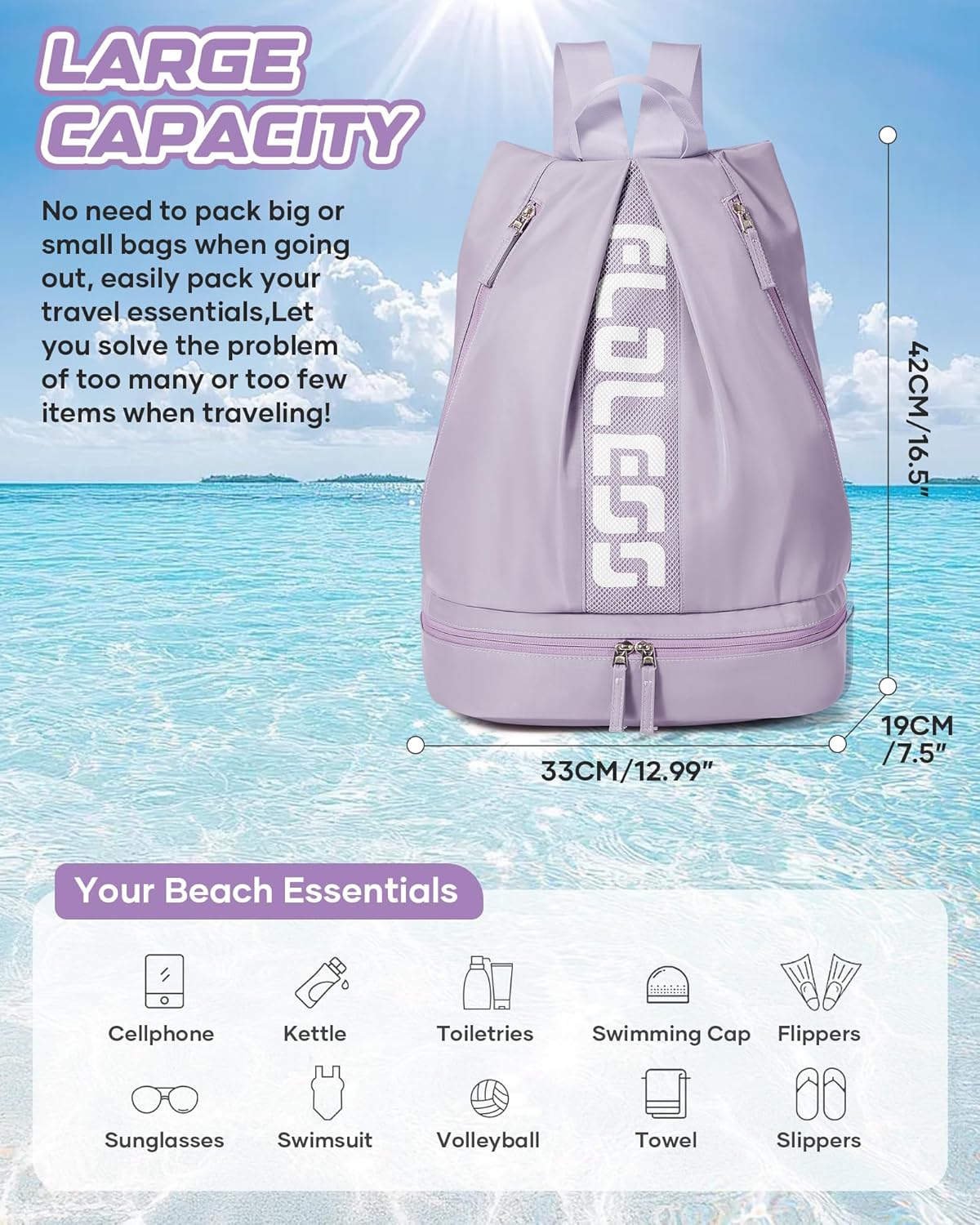 Gym Backpack for Women Men,Cheer bag,Lightweight Gym Bag with Shoe Compartment, Waterproof Sports Backpack with Wet Pocket, Black