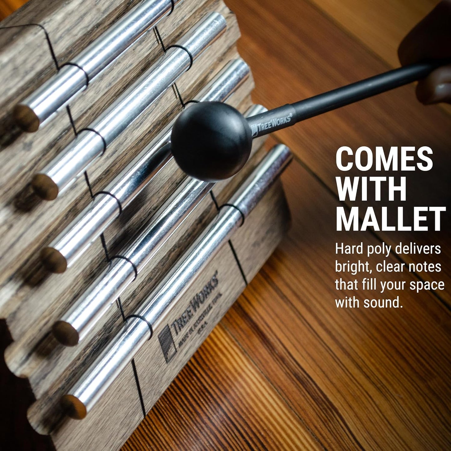 TreeWorks Chimes Energy Chime, Single Note –– MADE IN U.S.A. –– For Meditation, Classrooms, Sound Healing or Yoga, Includes Mallet