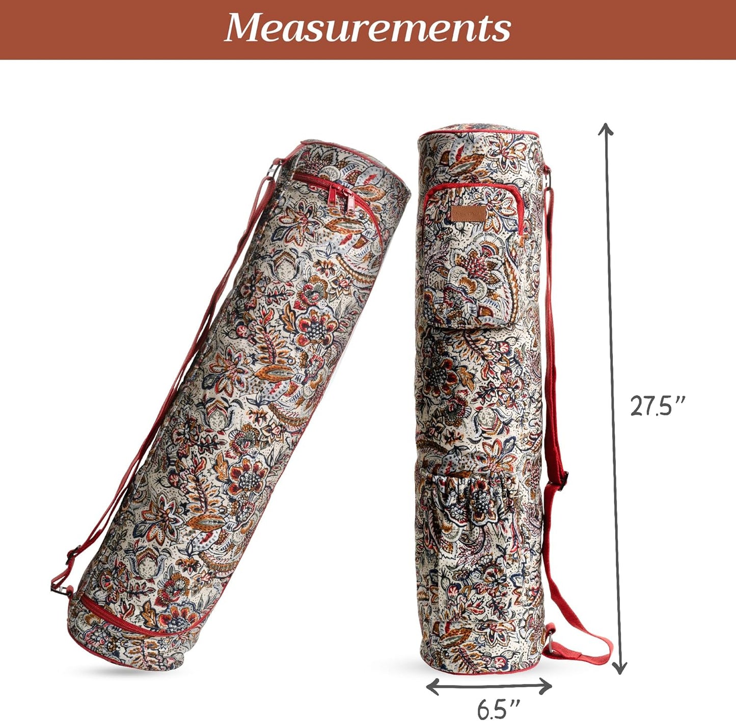 Maison d' Hermine Yoga Mat bag, Cylindrical bag for Woman&Men, yoga mat Bag &Adjustable shoulder straps Yoga Mat Carrier Bag with Drawstring Water Bottle Pocket and zipper pocket Easter Gifts