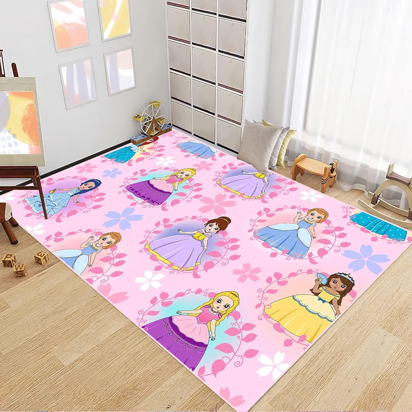 Black Girl Area Rug for Bedroom African Black Girls Floor Rugs for Living Room Playroom Cartoon Art Home Decor Soft Yoga Mats for Women Afro Purple 47" x 31" (2.7 x 3 Feet)