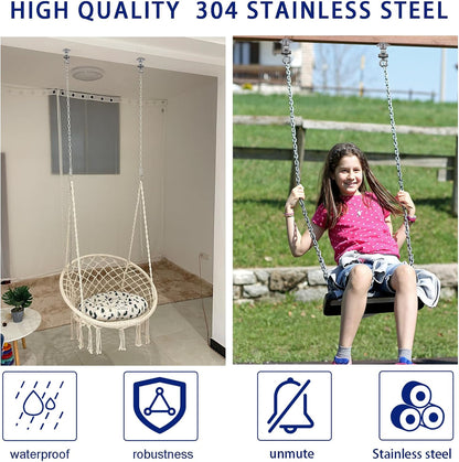 2 Antirust Swing Hanger Heavy Duty 360°+180°Rotation 1500LB Capacity Wood Playground Yoga Hammock Chair, Rope sandbag