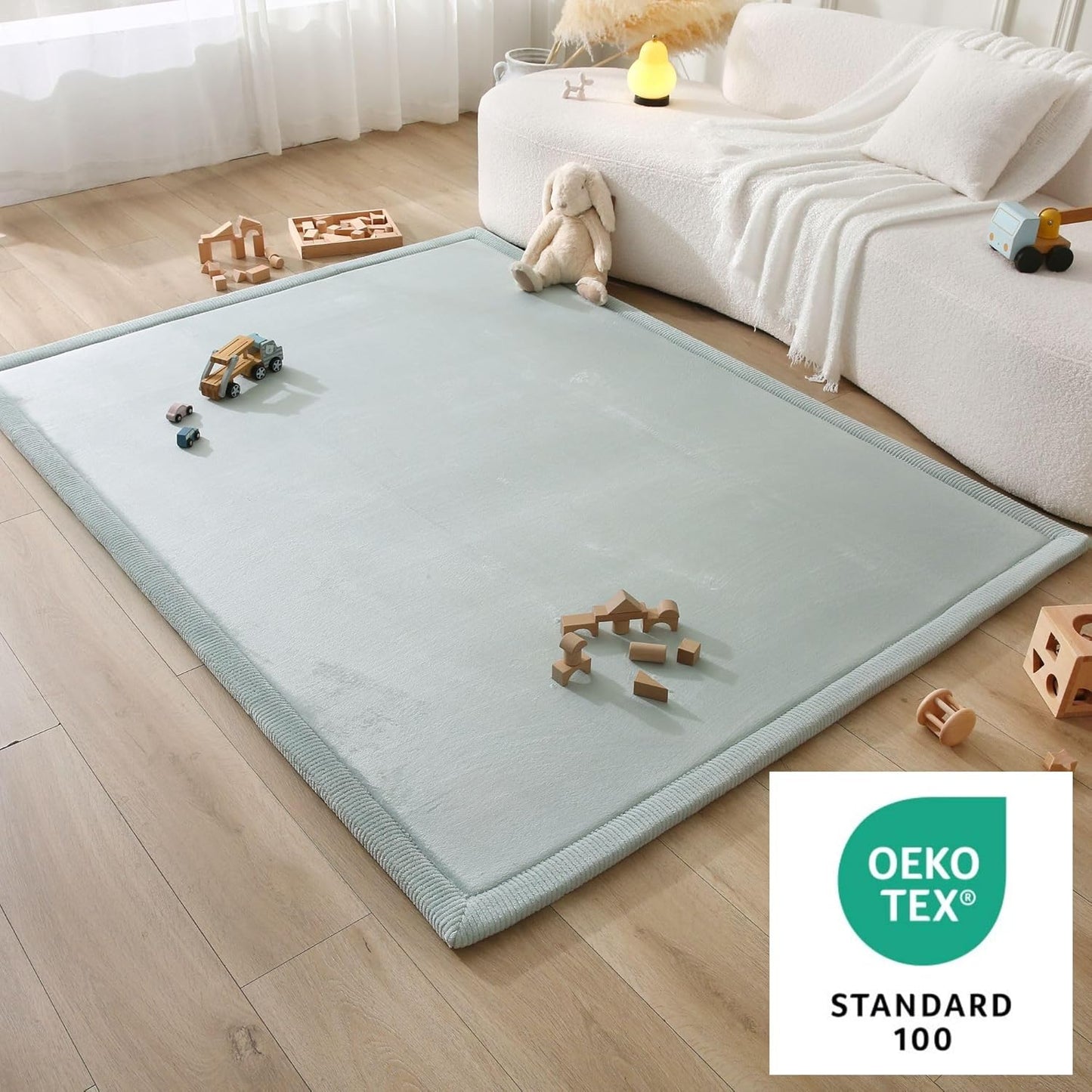 Hakuna Matte CloudSoft Mat for Floor 60" x 80" Beige – Coral Velvet Memory Foam Rug – Non-Slip, Water-Resistant