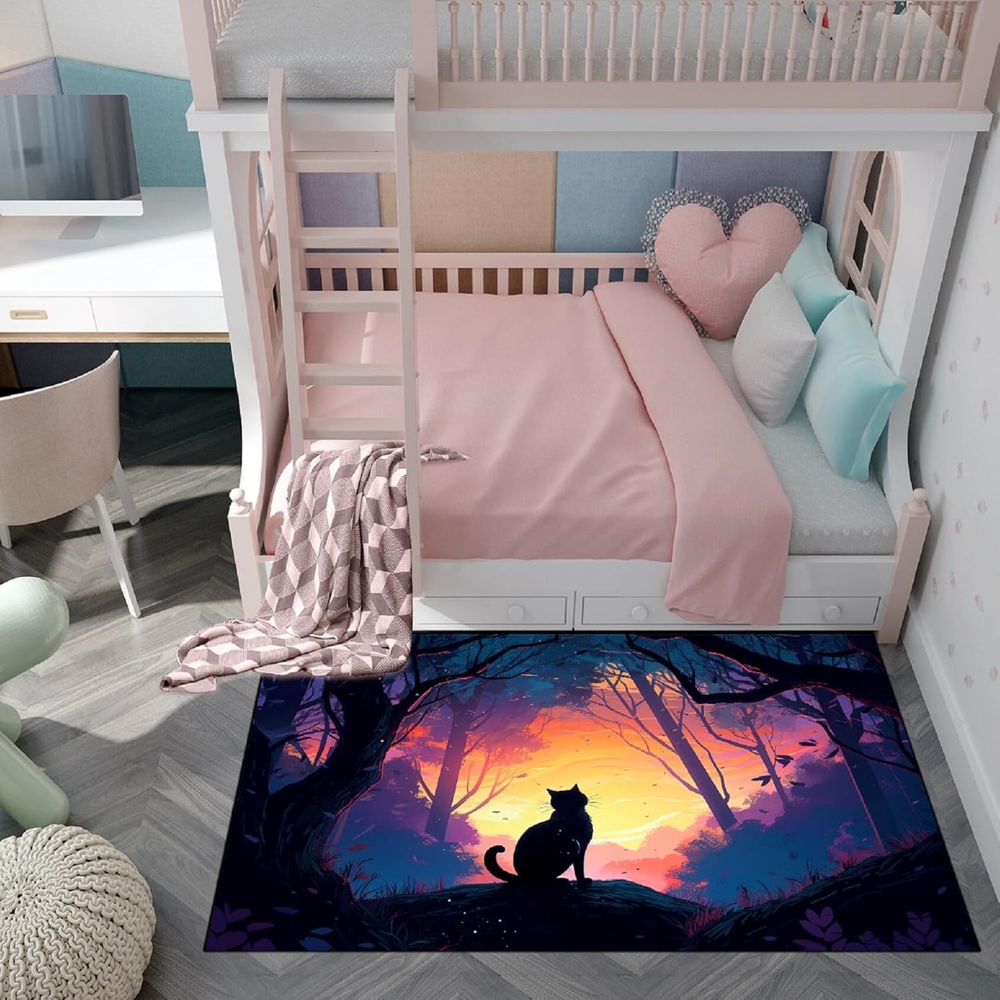 Black Girl Area Rug for Bedroom African American Rugs for Room Princess Carpet Kids Rugs for Bedroom African Girls Carpet for Living Room Teen Girls Yoga Mats, Pink, 4'×5'