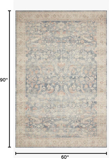 Loloi Hathaway Collection HTH-06 Blush/Multi 2'-6" x 7'-6", .25" Thick, Runner Rug, Soft, Durable, Printed, Modern, Low Pile, Non-Shedding, Easy Clean, Living Room Rug