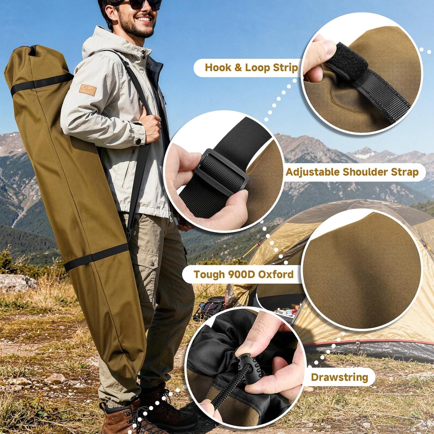Xxerciz Foldable Camp Chair Replacement Bag Carrying Bag Large Mouth Bag with Shoulder Strap for Outdoor Camping, Heavy Duty Large Storage Folding Chair Bag 48 inches (Chair is not Included)