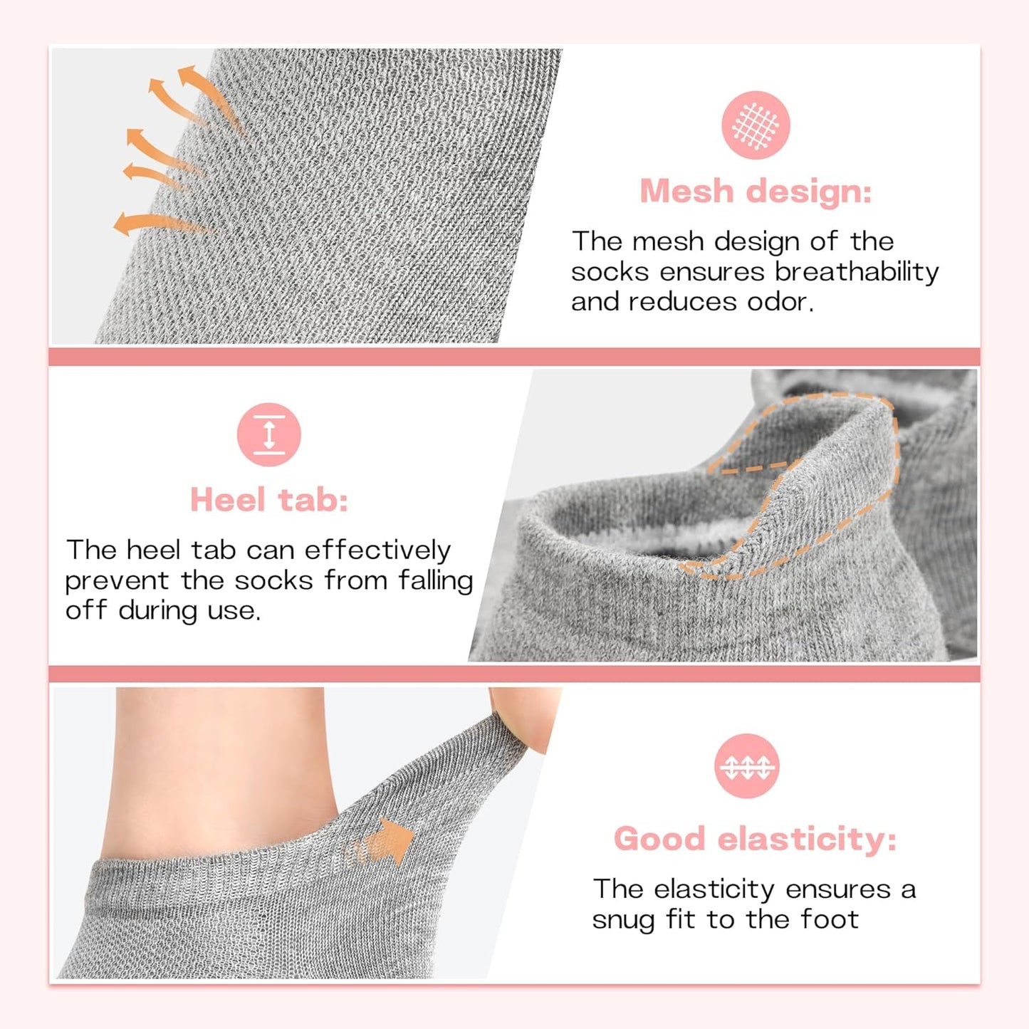 Muezna 6 Pairs Pilates Grip Socks for Women, Non Slip Yoga Socks with Grips, Grippy Socks for Barre, and Hospital