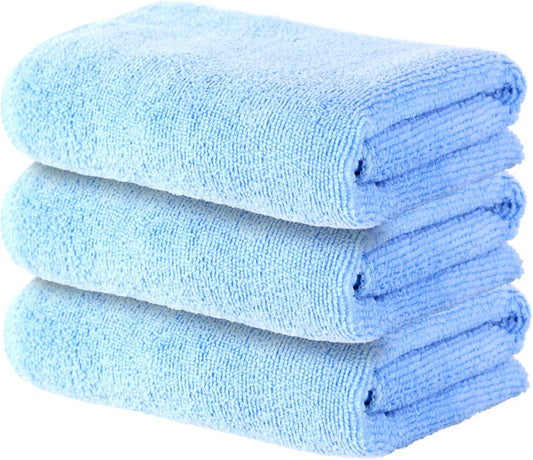Microfiber Gym Towel Set for Sports Fitness, Yoga, Workout, Soft and Quick-Drying Gym Towels for Women Men (3 Pack, Grey+Blue+Purple)