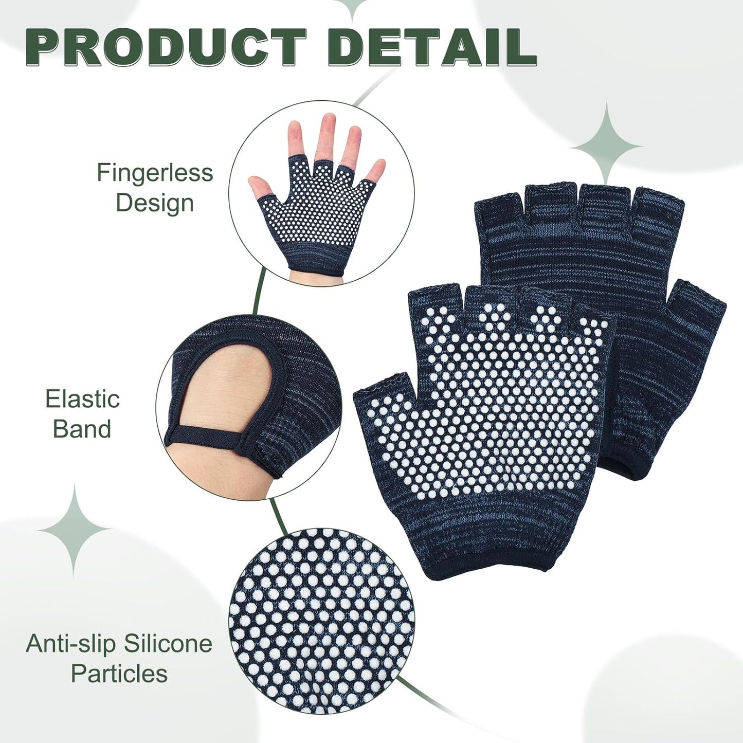 Yoga Gloves, Non Slip Fingerless Pilates Gloves Breathable Exercise Workout Mittens