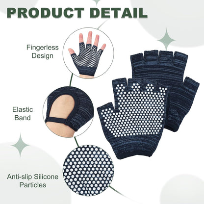 Yoga Gloves, Non Slip Fingerless Pilates Gloves Breathable Exercise Workout Mittens