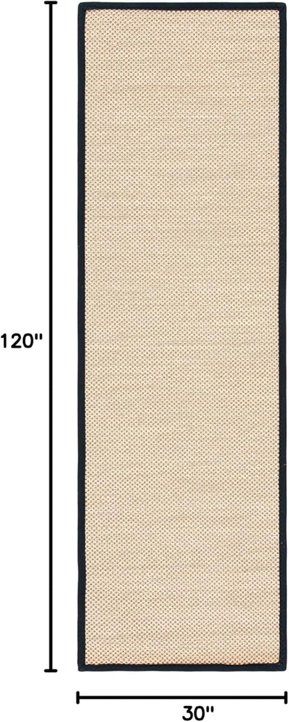 SAFAVIEH Area Rug 11x15 - Natural Fiber Collection - Large - Maize & Linen Color, Sisal, Woven Design with Border (NF141B) - Colors B