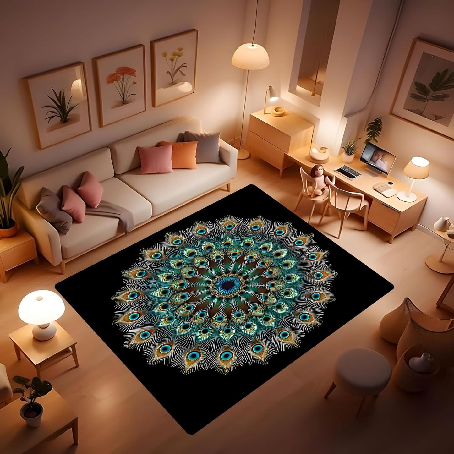 Butterfly Carpet Area Rug - Lovely Butterflies Printed Carpets for Kids Butterfly Theme Living Room Indoor Bedroom Decor Soft Polyester Yoga Mat 2'x3'