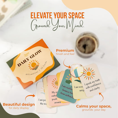 Affirmation Cards for Women with Guided Journal – 52 Positive Affirmations Cards, Wooden Stand & Daily Reflection Workbook, Mindfulness Cards for Desk, Self Care and Motivational Gift Set