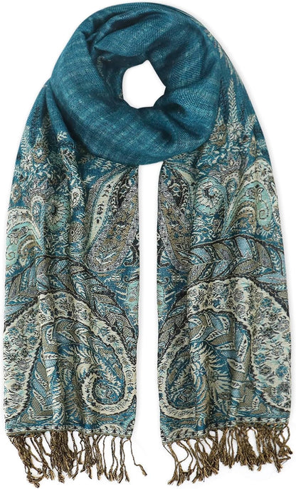 vimate Silky Paisley Pashmina Shawl Scarf-Women's Soft Double-side Jacquard Pashminas Wrap for Evening Dress Travel Shawl