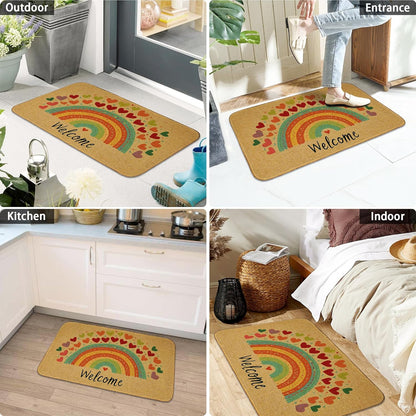 Doormat Yoga Frog Front Door Mat Indoor Outdoor Entrance,Pink Lotus Flower Door Mat Waterproof Low Profile All-Season,Easy Clean Patio Porch Entryway Floor Rug 17x29 Inch
