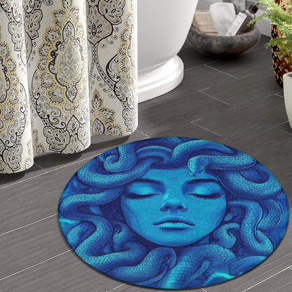Machine Washable Modern Round Area Rug, Room Sofa Yoga Soft Round Carpet, Home Decor Non Slip Kitchen Office Circle Rug Trippy Rainbow Mushroom Tie Dye Art, 60inch