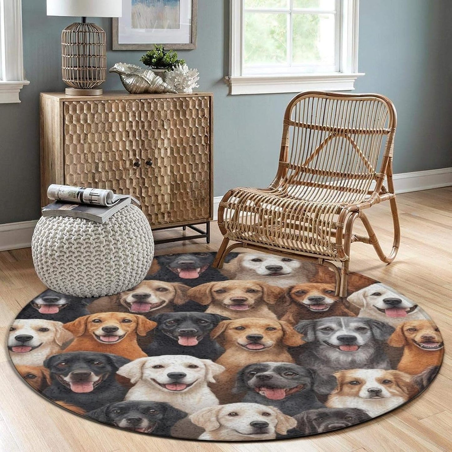 Large Home Decor Mat, Soft Round Yoga Carpet, Non Slip Machine Washable Home Office Circle Rug Gothic Witchy Sun Moon Mushroom Moth