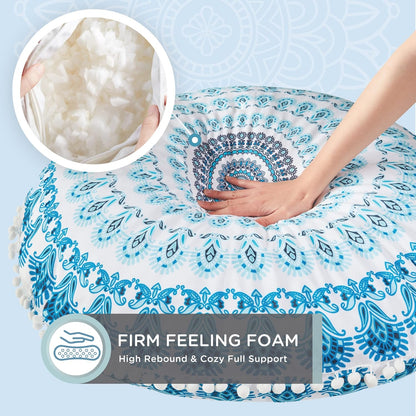 Codi Meditation Floor Pillow Set of 2, Round Large Pillows Seating for Adults, Bohemian Mandala Circle Cushion for Outdoor Fireplace Yoga Living Room, 32 Inch, Memory Foam Added, Purple Orchid NEW