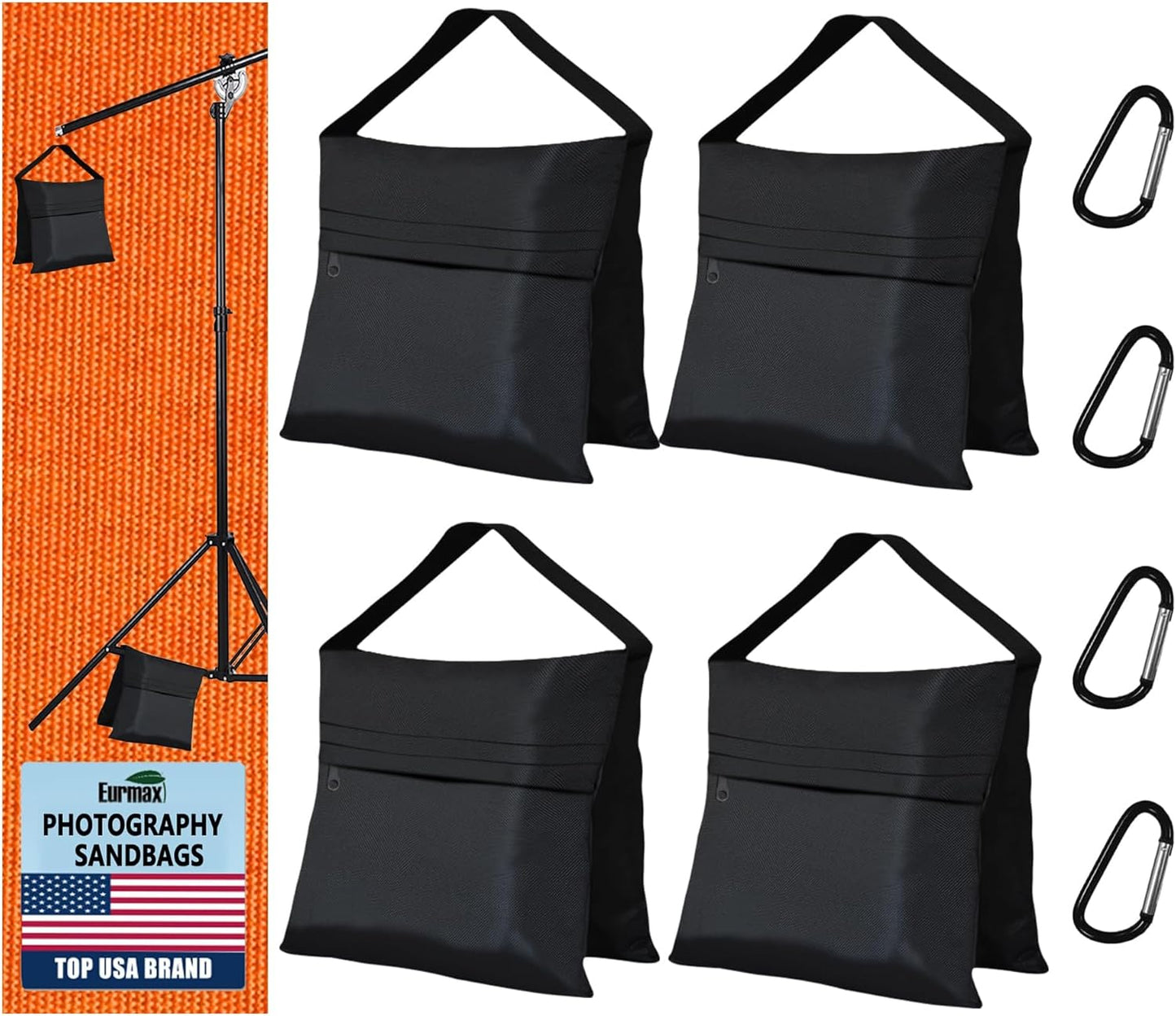 Eurmax USA Photography Sand Weight Bags Heavy Duty Saddlebags for Photography Video Equipments, Backdrop Stand, Light Stand,Photo Tripod, Canopy Tent, Umbrella Base, Fishing Chair,Picnic Table 2-Pack