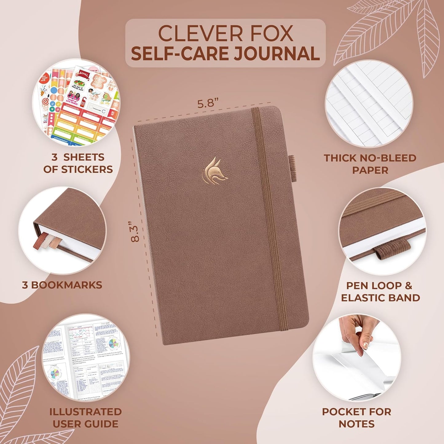 Clever Fox Self-Care Journal – Daily Reflection Notebook – Mental Health & Personal Development Planner, Meditation & Mood Log, A5 (Turquoise)