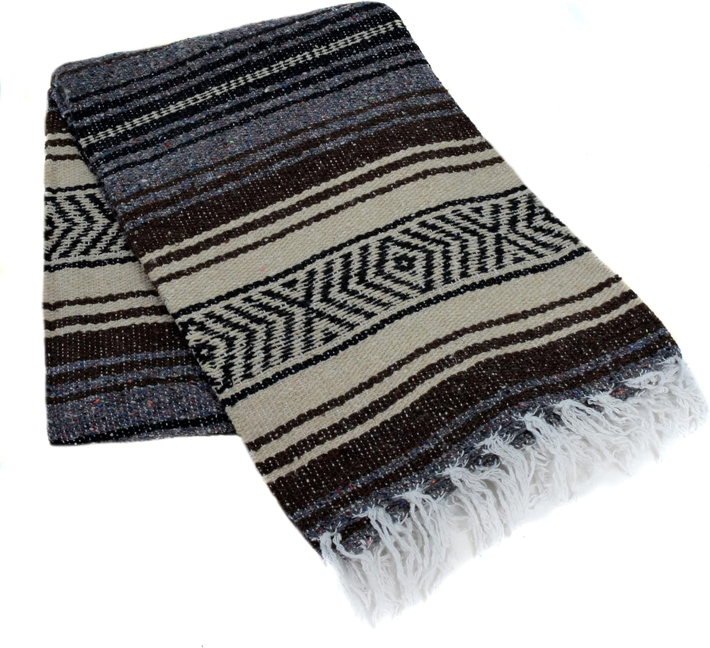 La Montana Authentic Mexican Blanket (10-Pack) - 74in x 50in Woven in Mexico - Falsa Throw for Yoga Studio, Picnic/Camping/Beach, Saddle Blanket, Bed/Home Decor (Assorted Neutrals)