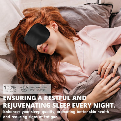 Sleep Mask, Silk Eye Mask for Sleeping with Adjustable Strap, Satin Blackout Sleeping Eye Mask for Men&Women, Comfortable Blindfold Eyeshade for Night Sleep(Black)