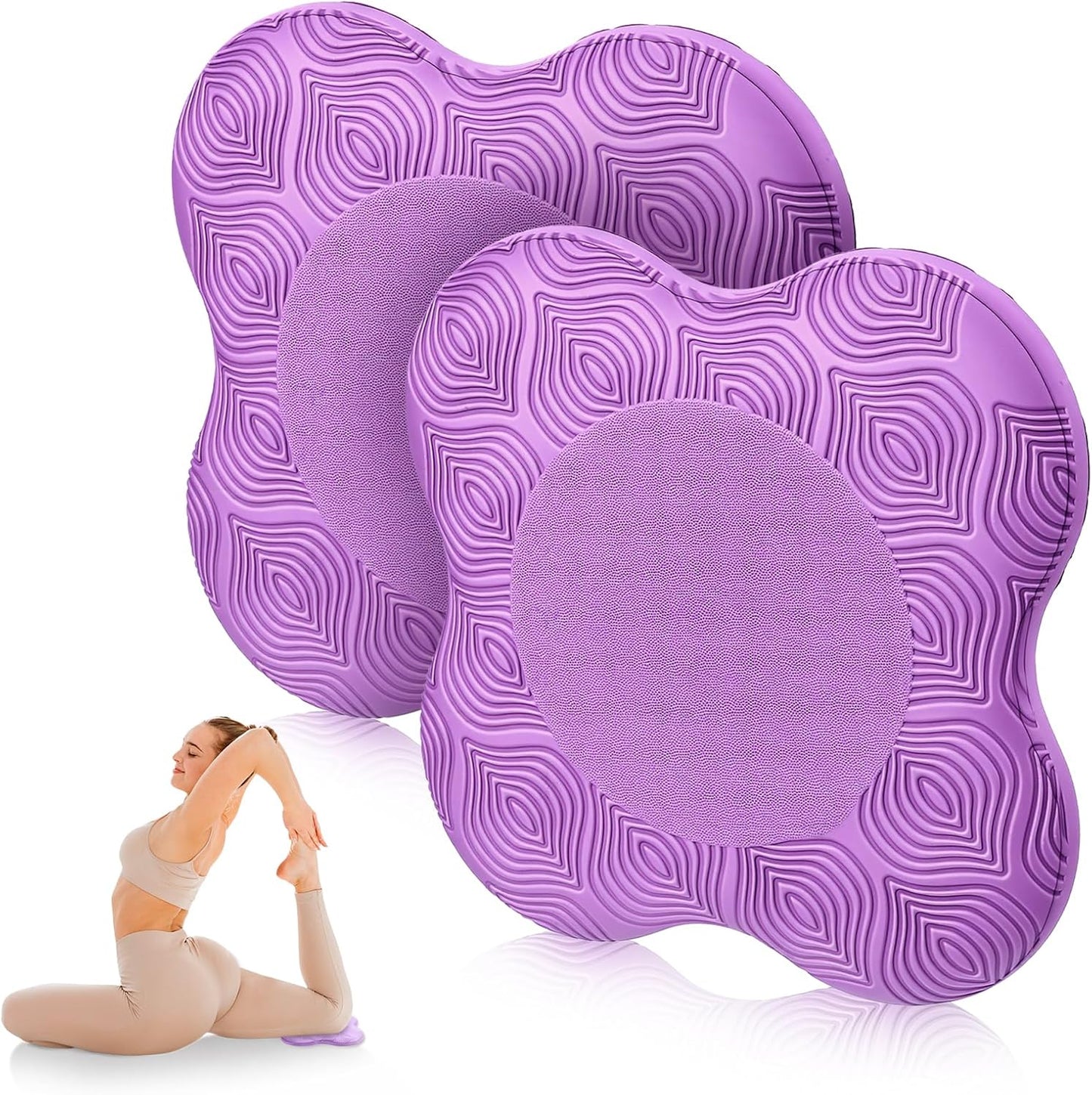 2 Pack Yoga Knee Pads Elbow Cushions Extra Thick Knee Cushion Soft Pilates Kneeling Pad Exercise Yoga Supplies for Women and Men Hands Elbows Wrists Floor Workout Support Pads Essentials