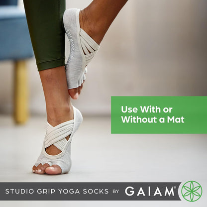 Gaiam Grippy Studio Yoga Socks for Extra Grip in Standard or Hot Yoga