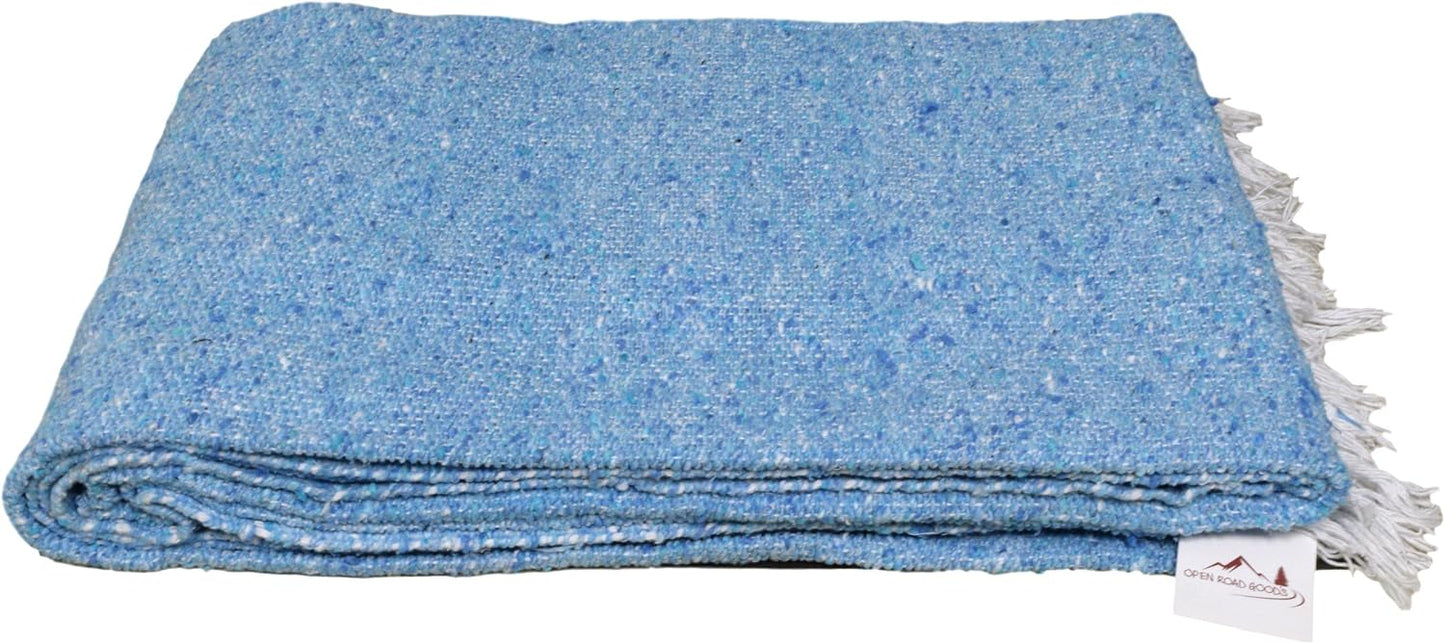 Open Road Goods Solid Color Mexican Yoga Blanket – Large Handwoven Throw for Yoga, Beach, Camping or Home – Soft and Durable Cotton Blend