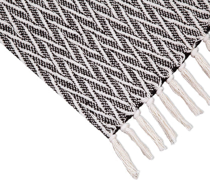 Americanflat 50x60 Throw Blanket - Soft and Breathable Cotton Throw Blanket for Couch, Bed, Chair - Decorative Blankets Perfect for Home or Outdoor Use - Navy Blue and White Double Diamond Design