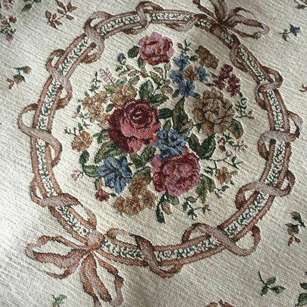 UKELER Royal Jacquard Floral Rose Rug Soft Yoga Mat Rustic Shabby Home Decorative Floor Rugs Round 3'x3'