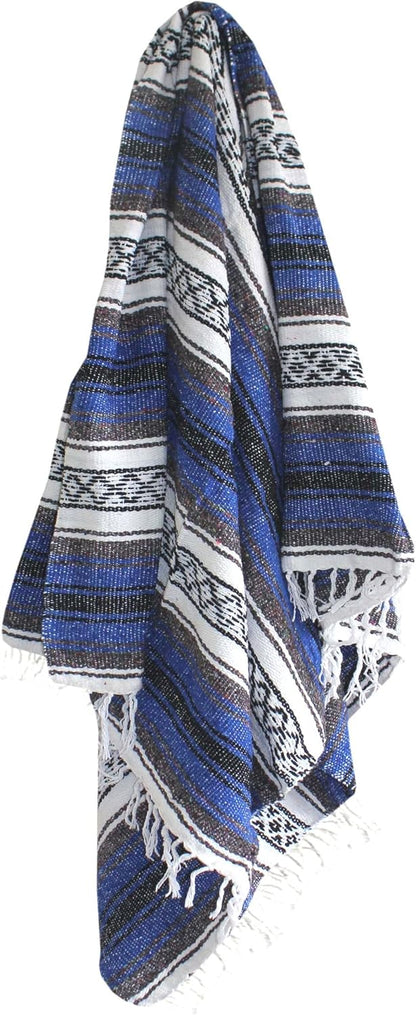 Del Mex Classic Mexican Blanket, Large Authentic Woven Falsa Throw (70"x50"), Artisan Southwest Décor for Beach, Yoga, Outdoors (Lavender)