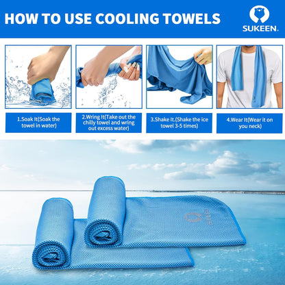 Sukeen [4 Pack Cooling Towel (40"x12"), Soft Breathable Chilly Microfiber Towel for Yoga,Sport,Running,Gym,Workout,Camping,Fitness,Workout & More Activities