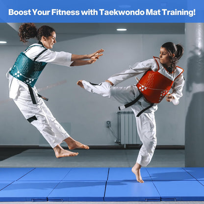 Outdoor Basic 6'x3'x2'' Gymnastics Mats Portable 4-Fold Tumbling Mat Thick Yoga Mat with PU Leather & Carry Handle for Home Workout, Yoga, MMA Core Training, Pilates