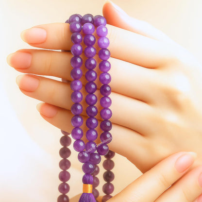 Amazing Gemstone 108 Beads Handmade Mala (Knotted, Rudraksha) - Colors A