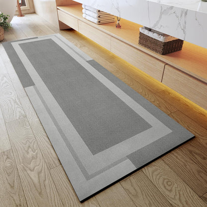 YDKGL Non Slip Long Bath Mat Bathroom Runner, Rubber Backing Ultra Thin Bathroom Rugs Fit Under Door Quick Dry Super Absorbent Washable Bath Rug Shower Mat for Bathtub Sink Floor, Dark Gray 17"x47"