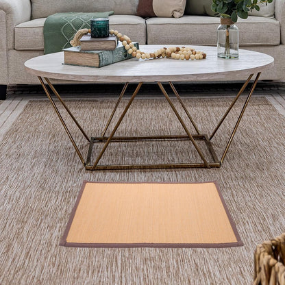 Beavorty Bamboo Rug Woven Straw Seat Cushion Japanese Style Rattan Futon Sitting Pad Tatami Floor Pillow for Zen Garden Yoga Practice or Meditation Light Brown Japanese Tatami Mat