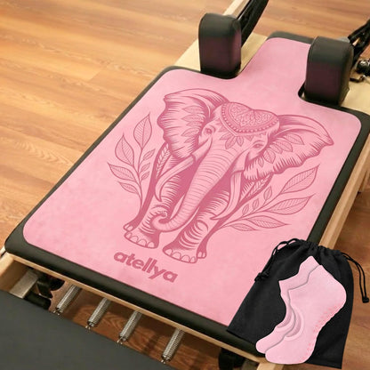 Pilates Reformer Mat Non Slip – Washable Reformer Mat Cover with Grip Socks & Mesh Bag, Sweat Absorbing Pilates Reformer Towel for Studio & Home Use