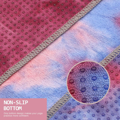 Eunzel Yoga Towel,Hot Yoga Mat Towel with Grip Dots Sweat Absorbent Non-Slip for Hot Yoga, Pilates and Workout 24" x72", Purple & Blue