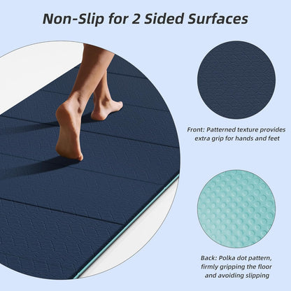 HAHE Foldable Yoga Exercise Mat, 74"Lx32"Wx1/3"Thick, TPE Multi-purpose Workout Mats with Non-slip Surface, Portable for Yoga/Pilates/Studio/Home Gym