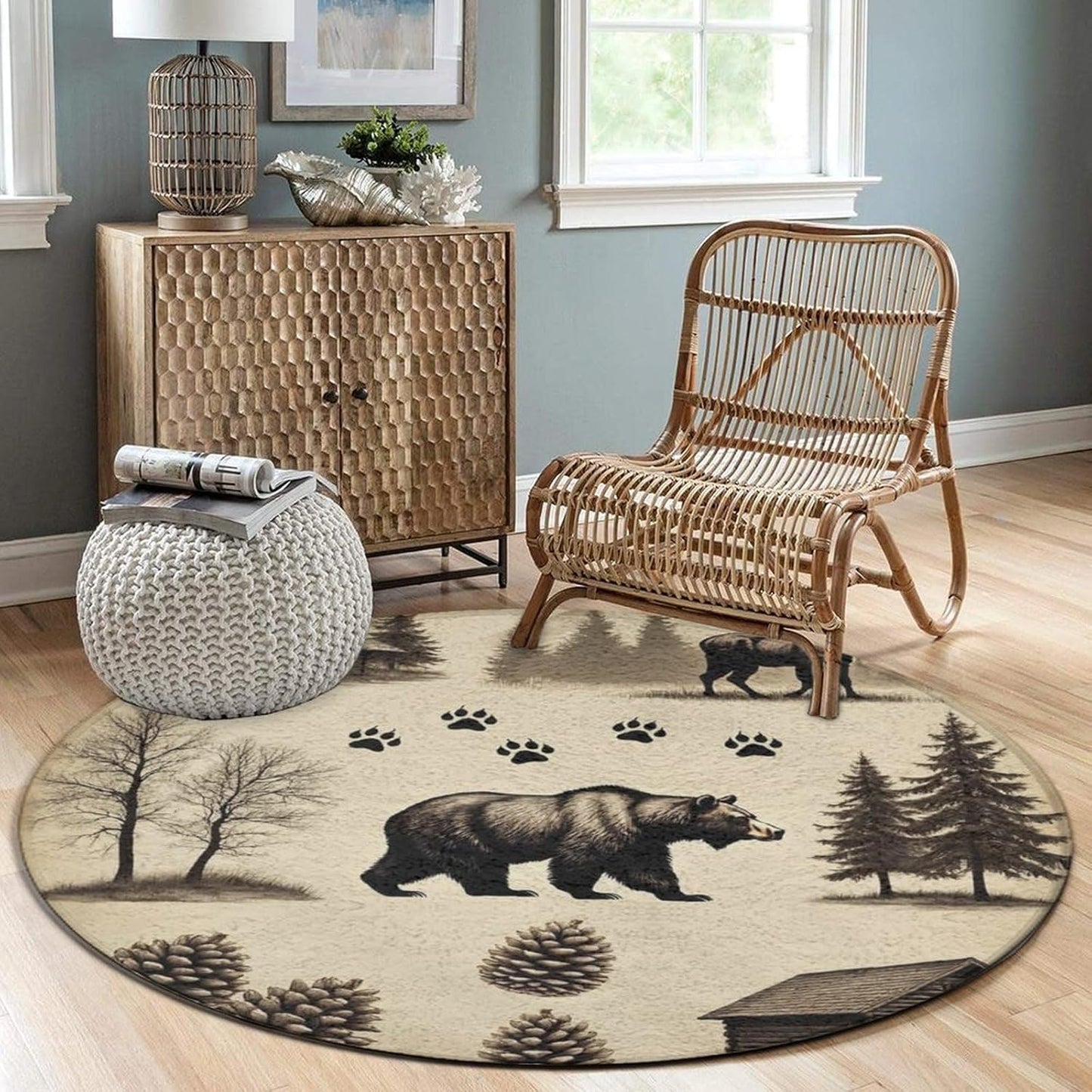Large Home Decor Mat, Soft Round Yoga Carpet, Non Slip Machine Washable Home Office Circle Rug Gothic Witchy Sun Moon Mushroom Moth