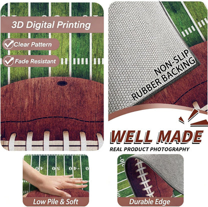 Sports Field Area Rug,5x7ft, Soccer Field Chalked Blackboard Football Stadium Board Painted Non-Slip Soft Carpet Floor Mat Indoor Living Room Bedroom Rugs Yoga Mat Home Decor