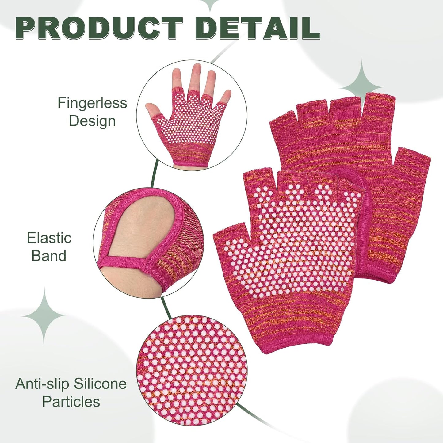 Yoga Gloves, Non Slip Fingerless Pilates Gloves Breathable Exercise Workout Mittens