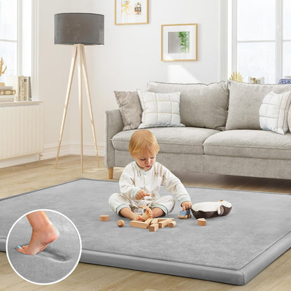 Baby Play Mat for Floor Nursery Rug Muscle Mat Area Rug Playroom Rug 79"x110" Playpen Mat Memory Foam 1.3" Thick Crawling Mat For Babies,Toddlers, Infants, Kids,Grey